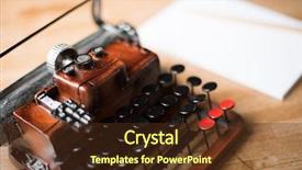  Presentation with note book - Audience pleasing PPT theme consisting of story board - blank note book with typewriter backdrop and a tawny brown colored foreground