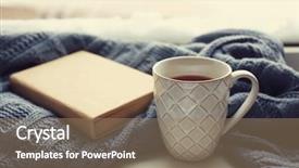  Presentation with knitted knitting needle - Theme having story board - cup of tea book background and a coral colored foreground