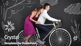  Presentation with bike - Colorful PPT theme enhanced with story board - funny young couple ride backdrop and a dark gray colored foreground