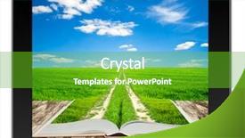  Presentation with story book fantasy - Amazing slides having story board - open book with ground road backdrop and a shamrock green colored foreground