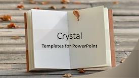  Presentation with open book page - Presentation theme enhanced with story book blank page - open notebook on wood background background and a mint green colored foreground