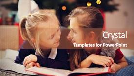  Presentation with christmas story - Audience pleasing PPT theme consisting of story book together under christmas backdrop and a red colored foreground