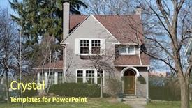  Presentation with urban - Audience pleasing slides consisting of story green walking - gray stucco urban house backdrop and a tawny brown colored foreground