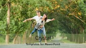  Presentation with old couple walking - Presentation theme having story green walking - happy young couple walk background and a  colored foreground