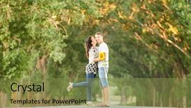  Presentation with walking young wild jaguar - Slides featuring story green walking - happy young couple walk background and a gold colored foreground