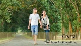  Presentation with walking young wild jaguar - Colorful slides enhanced with story green walking - happy young couple walk backdrop and a  colored foreground