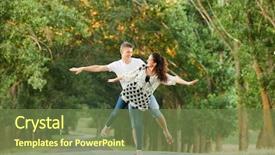  Presentation with old couple walking - Cool new PPT theme with story green walking - happy young couple walk backdrop and a tawny brown colored foreground