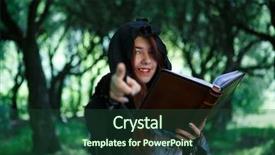  Presentation with finger - Amazing PPT layouts having story green walking - smiling witch with showing finger backdrop and a  colored foreground