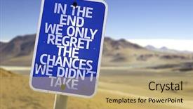  Presentation with end - Audience pleasing slide deck consisting of story telling - end we only regret backdrop and a coral colored foreground