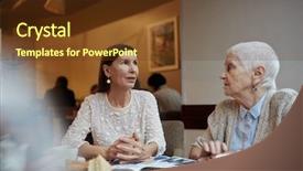  Presentation with females - Colorful presentation theme enhanced with story telling - friendly females with journal talking backdrop and a tawny brown colored foreground