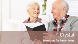  Presentation with retirement - Cool new PPT layouts with story telling - senior citizen couple reading backdrop and a coral colored foreground