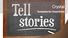  Presentation with slate - Cool new slide deck with story telling - tell stories advice - text backdrop and a  colored foreground