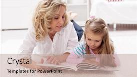  Presentation with story book - Slide set having story telling time - woman background and a coral colored foreground