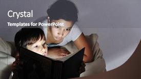  Presentation with light book - Audience pleasing theme consisting of story time - brother and sister reading light backdrop and a gray colored foreground