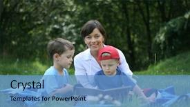  Presentation with reading - Cool new presentation design with story time - mother and two sons reading backdrop and a teal colored foreground