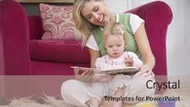  Presentation with story - Audience pleasing presentation theme consisting of story time - mother reading to young daughter backdrop and a coral colored foreground