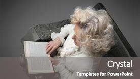  Presentation with story book - Colorful theme enhanced with story time - top view of senior woman backdrop and a gray colored foreground
