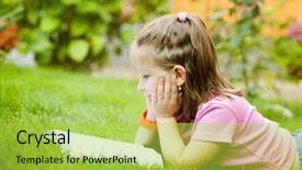  Presentation with story book - Audience pleasing presentation theme consisting of story time - vintage photo of girl reading backdrop and a yellow colored foreground