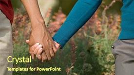  Presentation with love story - Presentation design consisting of love story - couple holding hands background and a tawny brown colored foreground