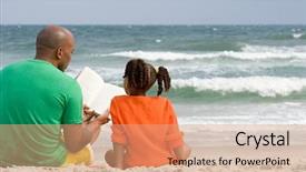  Presentation with daughter - PPT theme enhanced with father and daughter reading background and a coral colored foreground