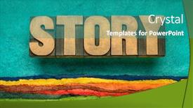  Presentation with story - Presentation theme enhanced with story-word-abstract-in-vintage background and a teal colored foreground