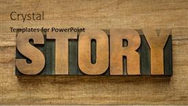  Presentation with news paper - PPT theme with story-word-abstract-in-vintage background and a coral colored foreground