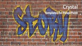  Presentation with old style - Audience pleasing presentation theme consisting of story word - graffiti style text on a old grunge brick wall graphics created by the photographer backdrop and a violet colored foreground