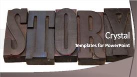  Presentation with color blocks - Cool new presentation with story - word in antique wooden letterpress printing blocks stained by dark color inks isolated on white backdrop and a dark gray colored foreground
