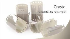  Presentation with film - Amazing PPT layouts having storyboard - pieces of film backdrop and a white colored foreground