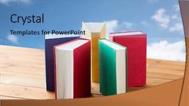  Presentation with education school literature reading - Presentation theme with open storybook - education school literature reading background and a teal colored foreground