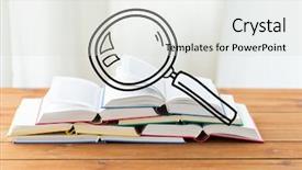  Presentation with education school literature reading - Slides consisting of open storybook - education school literature reading background and a light gray colored foreground