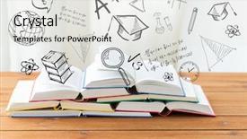  Presentation with education school literature reading - Presentation theme featuring schoolbooks - education school literature reading background and a light gray colored foreground