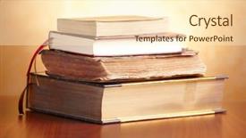  Presentation with storybook - Amazing presentation theme having open storybook - old books pile backdrop and a cream colored foreground