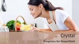  Presentation with cooking - PPT layouts featuring stove in the kitchen cooking background and a coral colored foreground