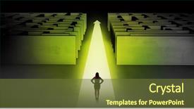  Presentation with woman in maze - Presentation having straight ahead on a light background and a tawny brown colored foreground