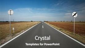  Presentation with asphalt pavement - PPT theme with straight asphalt road background and a dark gray colored foreground