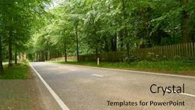  Presentation with green nature - Amazing presentation design having straight empty two lane road backdrop and a coral colored foreground