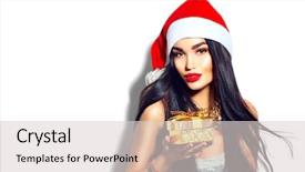  Presentation with sexy santa woman red - Amazing presentation having straight flying hair in red backdrop and a light gray colored foreground