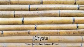  Presentation with textured natural bamboo fence - Presentation theme enhanced with straight lines square - bamboo fence background background and a coral colored foreground