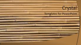  Presentation with textured natural bamboo fence - Amazing slide deck having straight lines square - bamboo fence background backdrop and a gold colored foreground