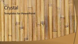  Presentation with textured natural bamboo fence - PPT theme featuring straight lines square - bamboo fence background and a  colored foreground