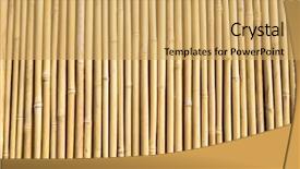  Presentation with textured natural bamboo fence - Presentation theme featuring straight lines square - bamboo fence background and a yellow colored foreground