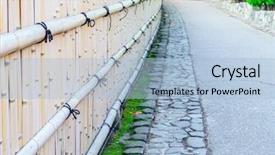  Presentation with bamboo - PPT theme with straight lines square - bamboo fence background and a  colored foreground