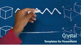  Presentation with navy blue - PPT theme having straight lines square - cropped image of girl background and a ocean colored foreground