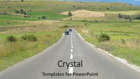  Presentation with rural road - Presentation theme having straight-road-crosses-rural-area background and a light gray colored foreground