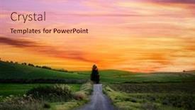  Presentation with rural road - Slide deck with straight-rural-road-at-twilight background and a coral colored foreground