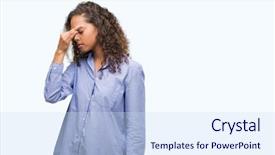  Presentation with tired - Colorful presentation theme enhanced with strain - young hispanic business woman tired backdrop and a sky blue colored foreground