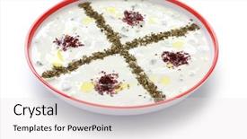  Presentation with cucumbers - Colorful presentation theme enhanced with strained food - cacik yogurt with cucumbers turkish backdrop and a  colored foreground