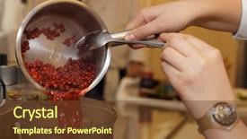  Presentation with cooking chef - Amazing PPT theme having strained food - chef is cooking barry sauce backdrop and a  colored foreground