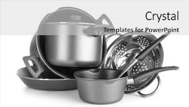  Presentation with cooking utensils - Cool new theme with strained food - different cooking utensils on white backdrop and a light gray colored foreground